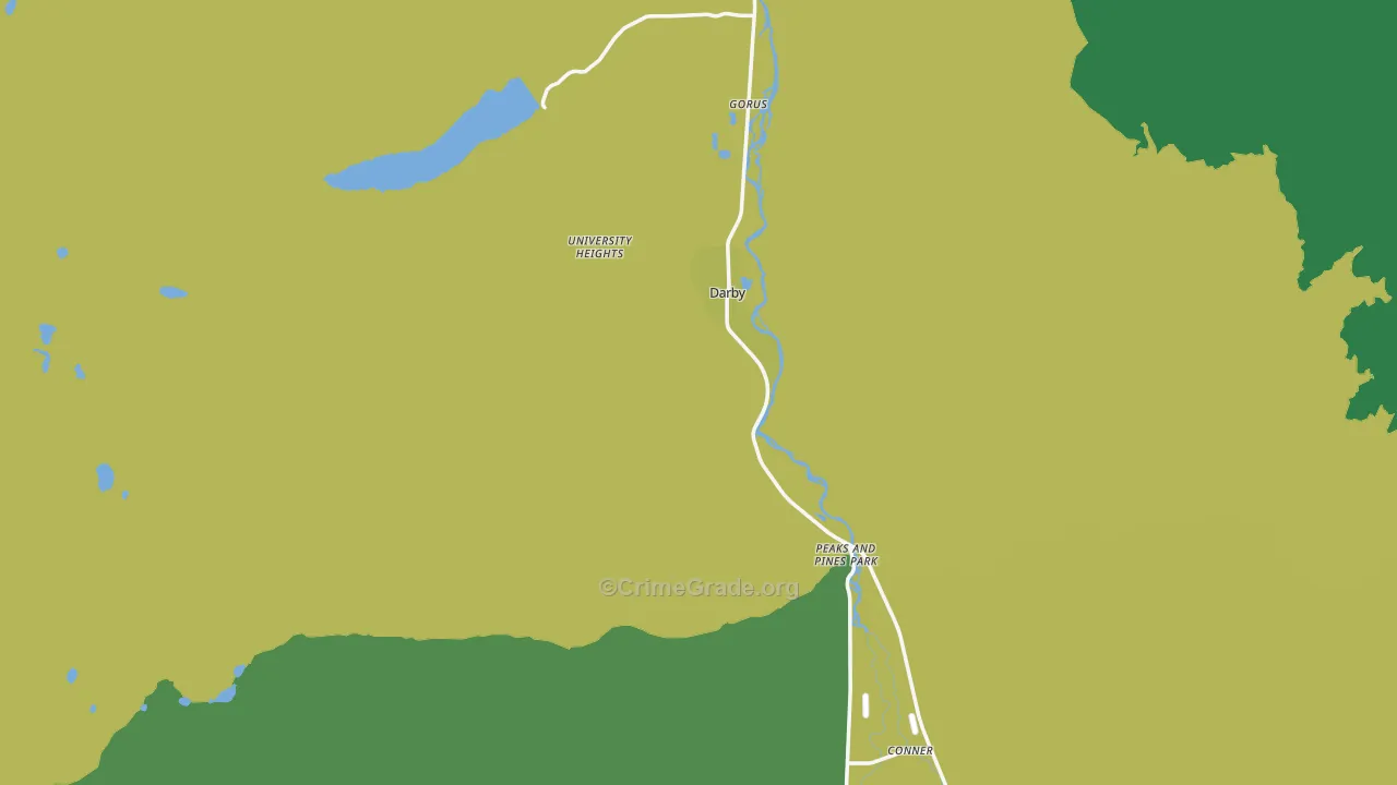 Darby, MT Map of Vehicle Theft Rates