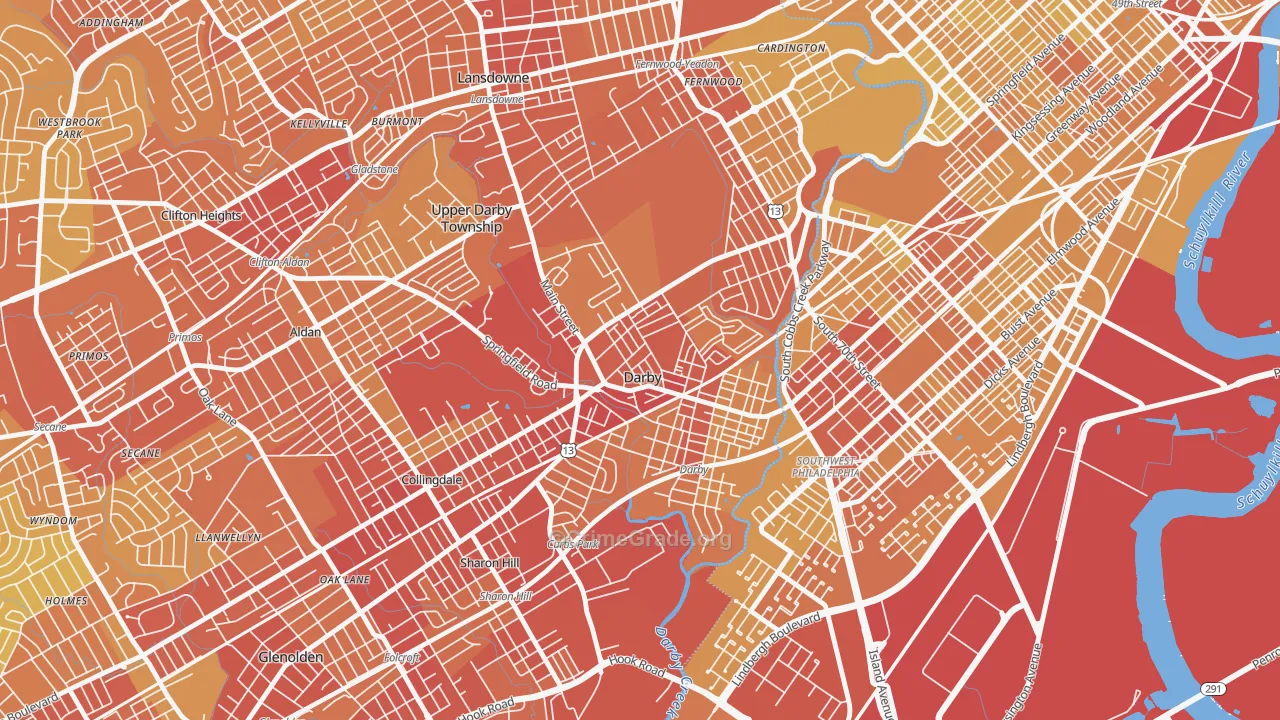 Darby, PA Map of Vehicle Theft Rates