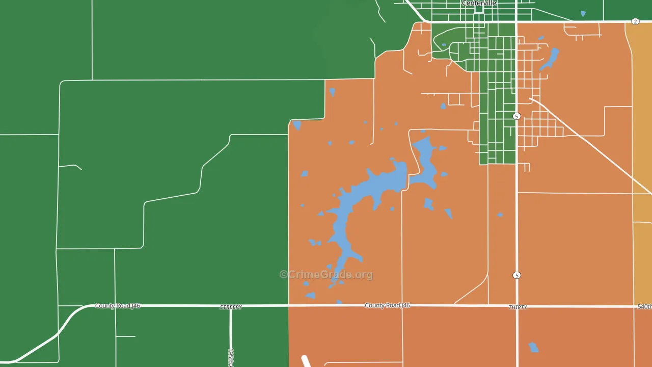 Darbyville, IA Map of Vehicle Theft Rates