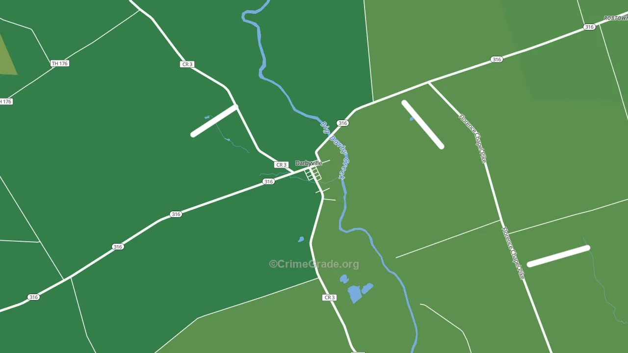 Darbyville, OH Map of Vehicle Theft Rates
