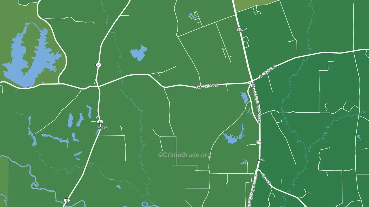 Darco, TX Map of Vehicle Theft Rates