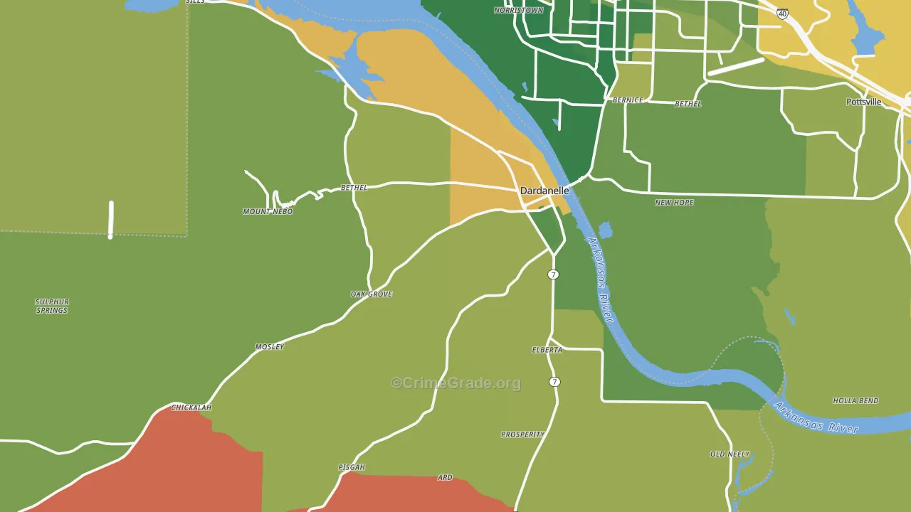 Dardanelle, AR Map of Vehicle Theft Rates