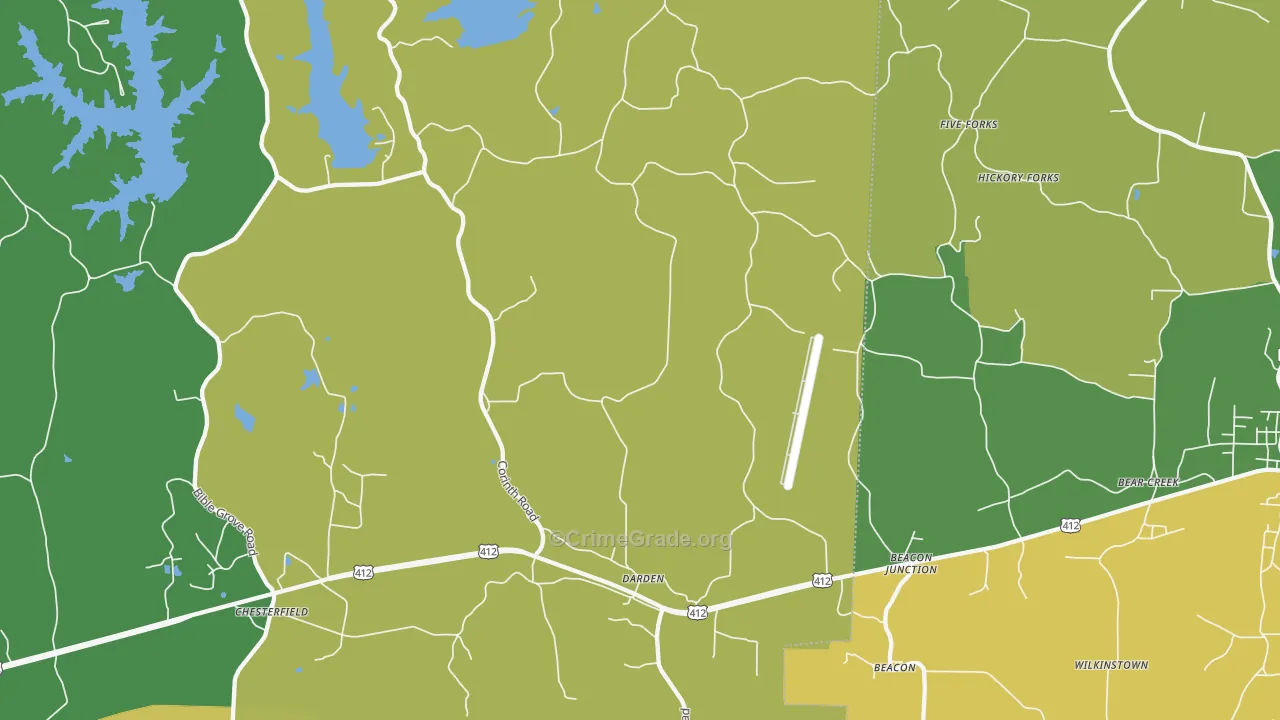 Darden, TN Map of Vehicle Theft Rates