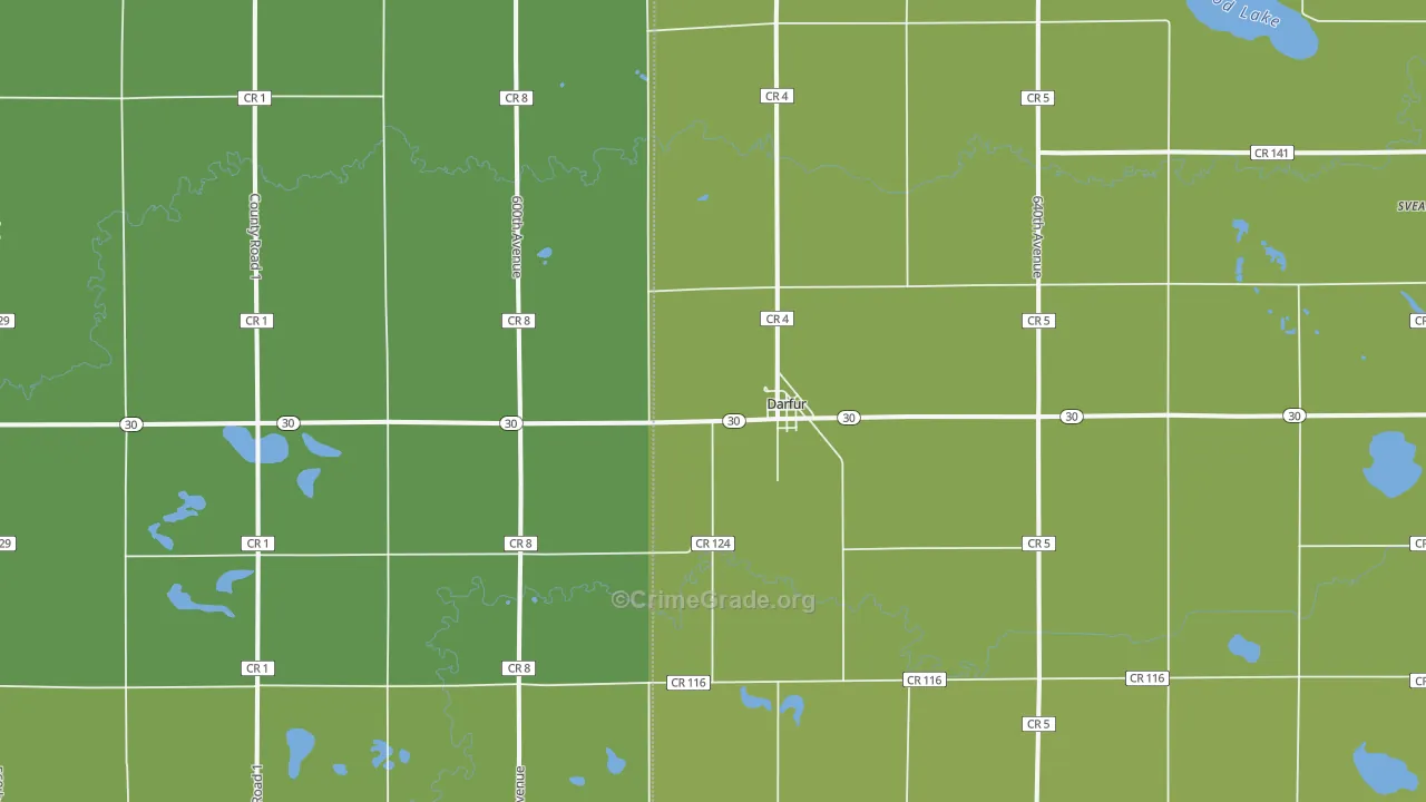 Darfur, MN Map of Vehicle Theft Rates