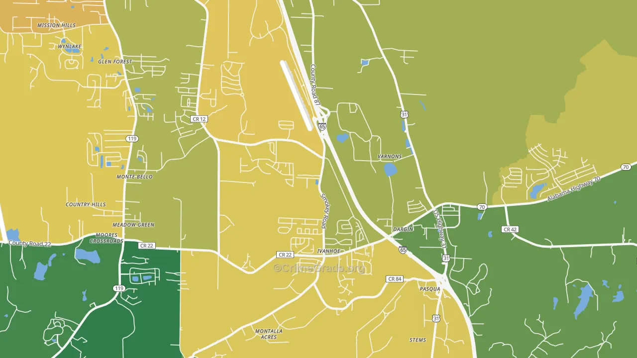 Dargin, AL Map of Vehicle Theft Rates