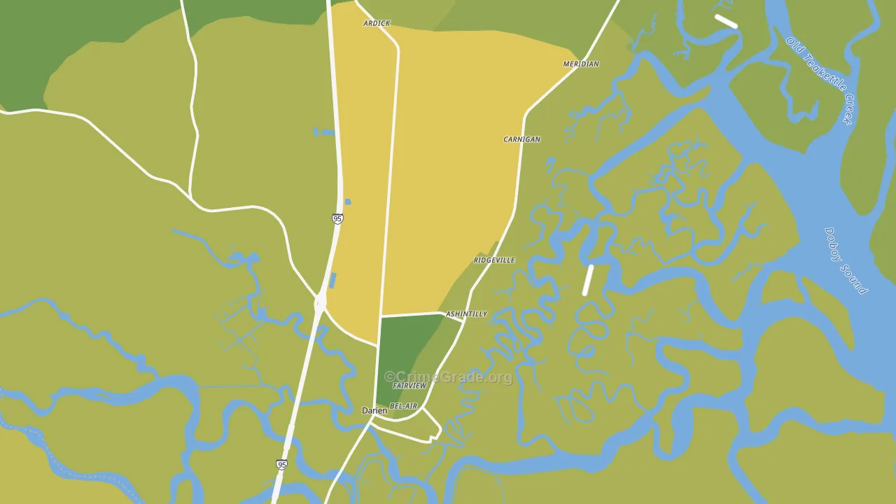 Darien, GA Map of Vehicle Theft Rates