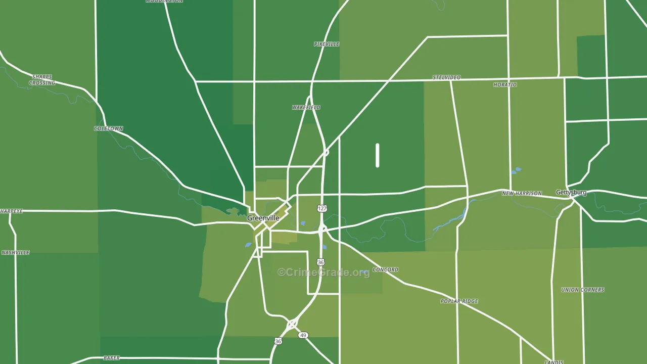 Darke County, OH Map of Vehicle Theft Rates