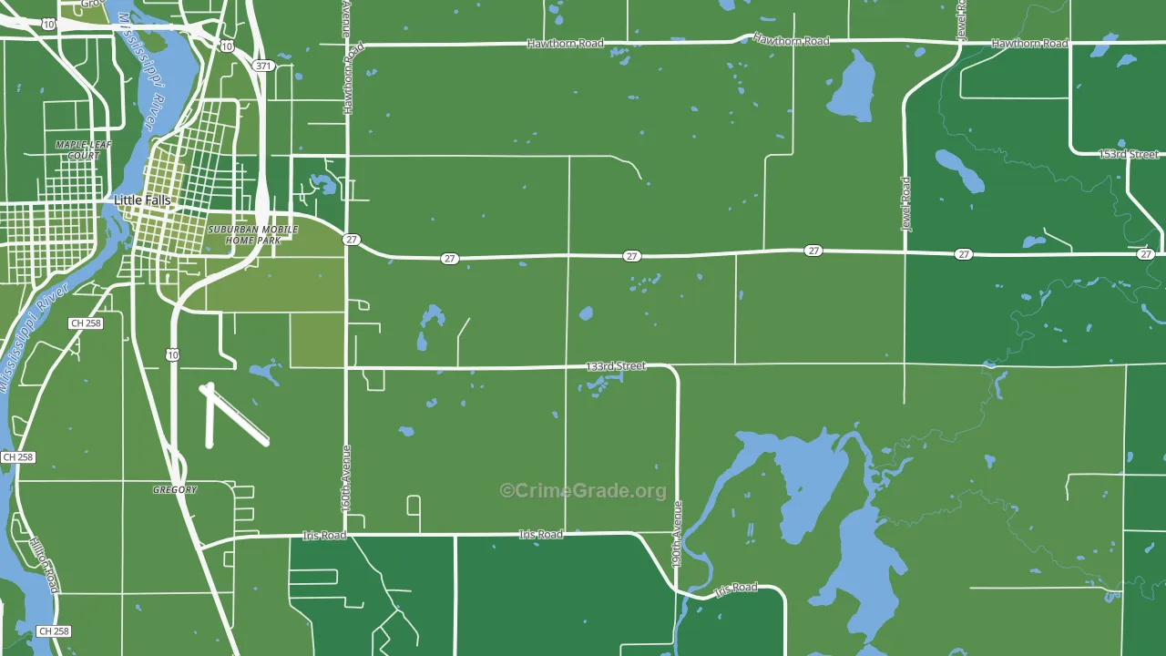 Darling, MN Map of Vehicle Theft Rates