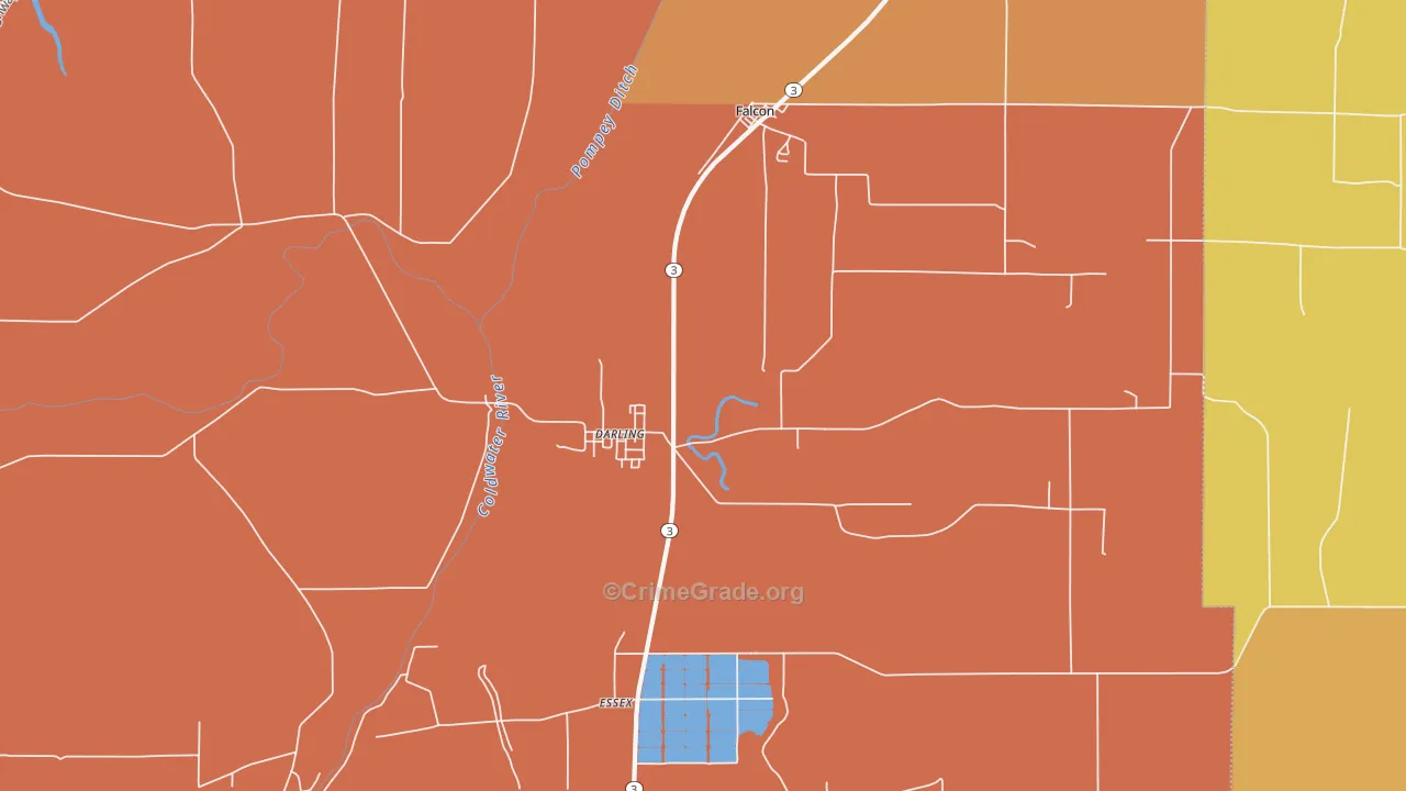 Darling, MS Map of Vehicle Theft Rates