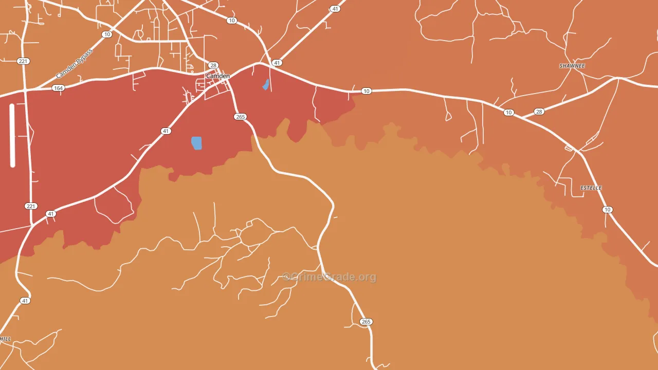Darlington, AL Map of Vehicle Theft Rates