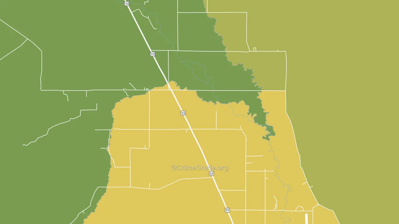 Darlington, ID Map of Vehicle Theft Rates
