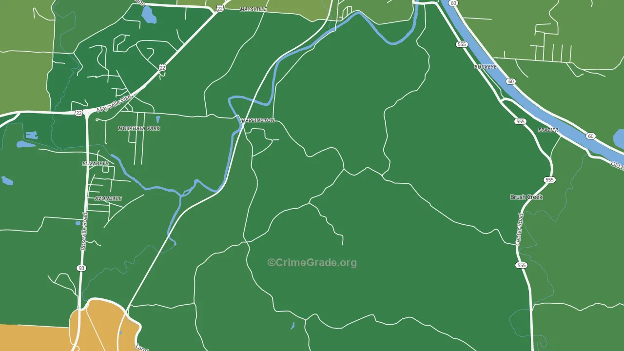Darlington, OH Map of Vehicle Theft Rates