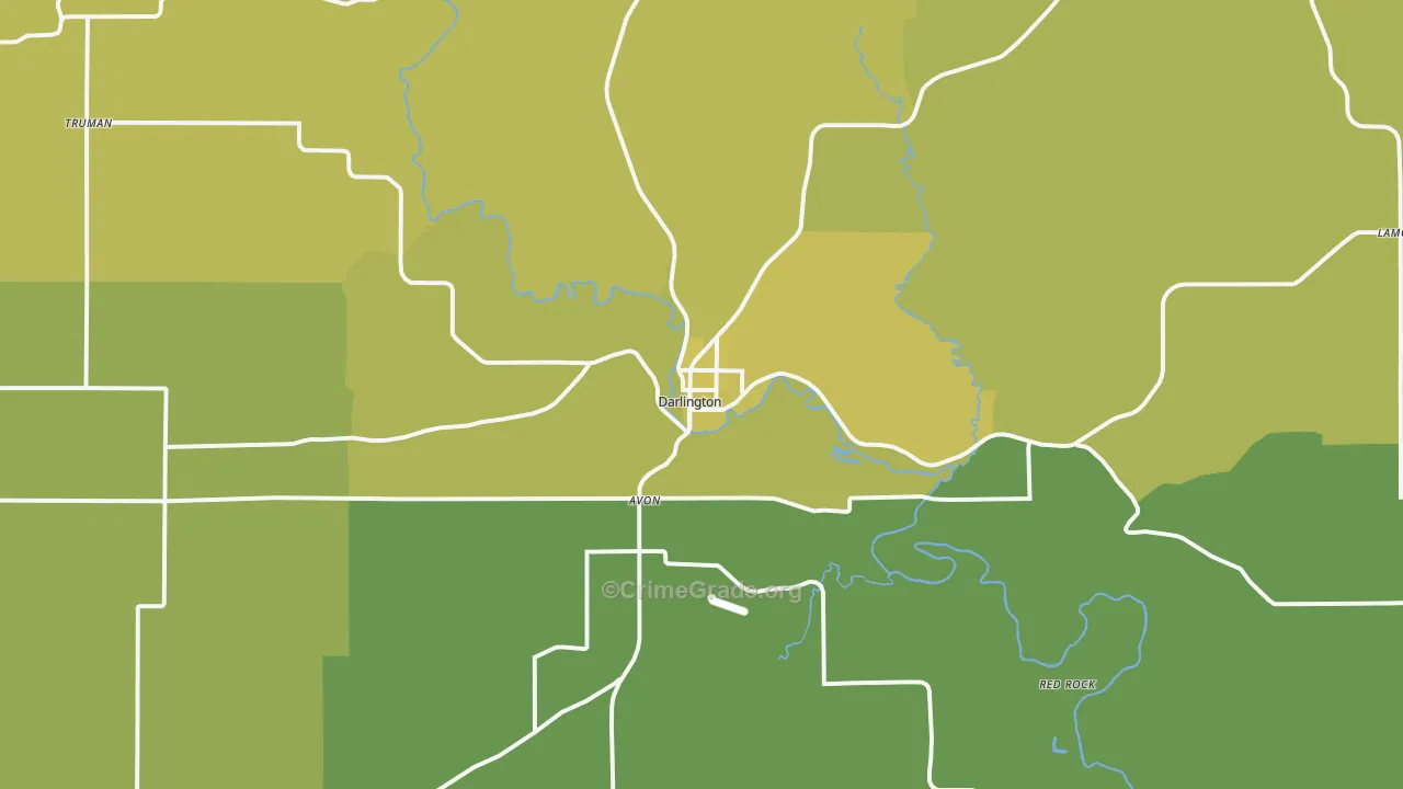 Darlington, WI Map of Vehicle Theft Rates