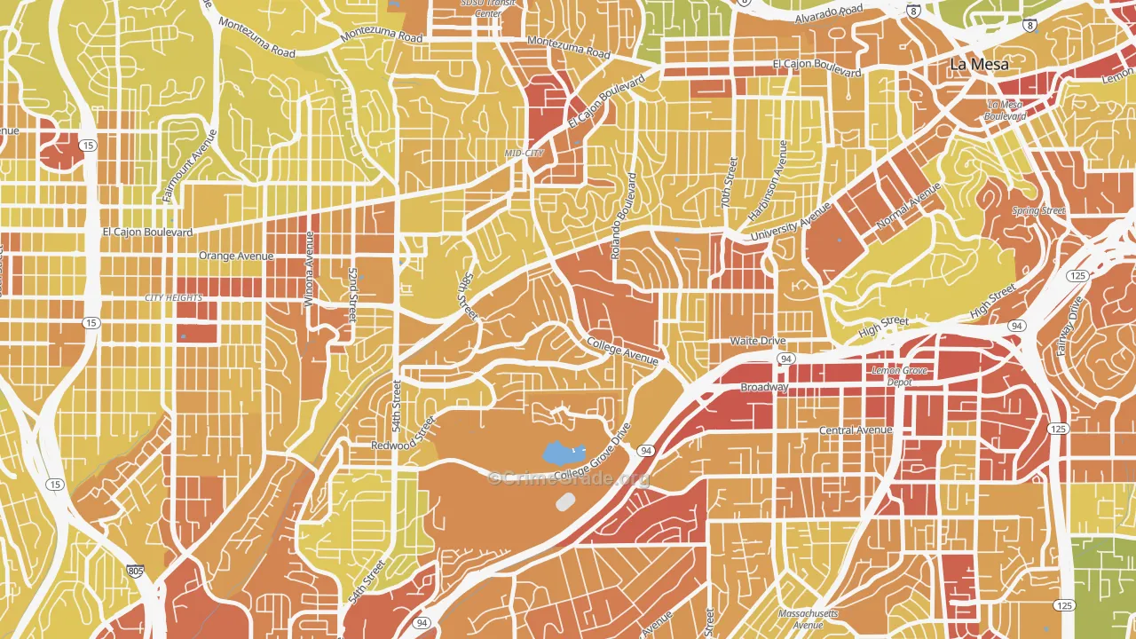 Darnall, San Diego, CA Map of Vehicle Theft Rates