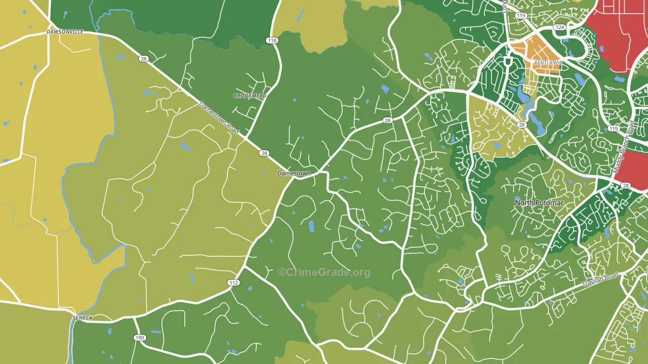 Darnestown, Gaithersburg, MD Map of Vehicle Theft Rates