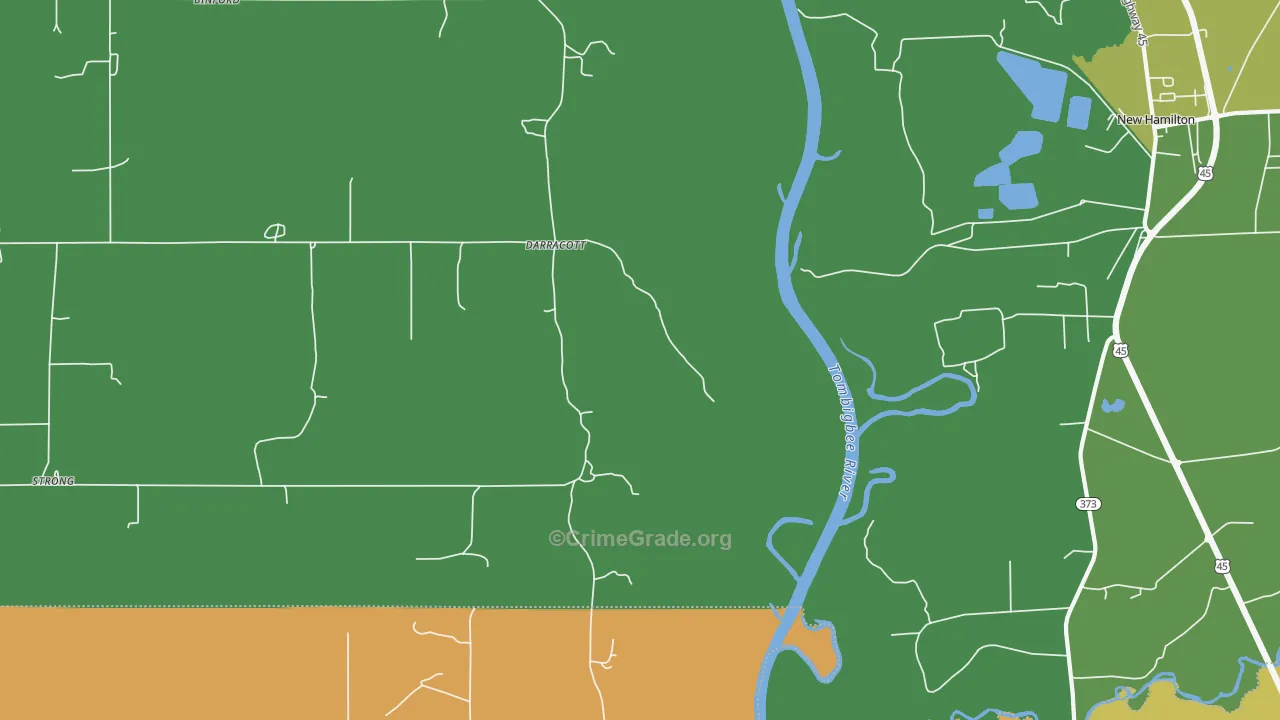 Darracott, MS Map of Vehicle Theft Rates