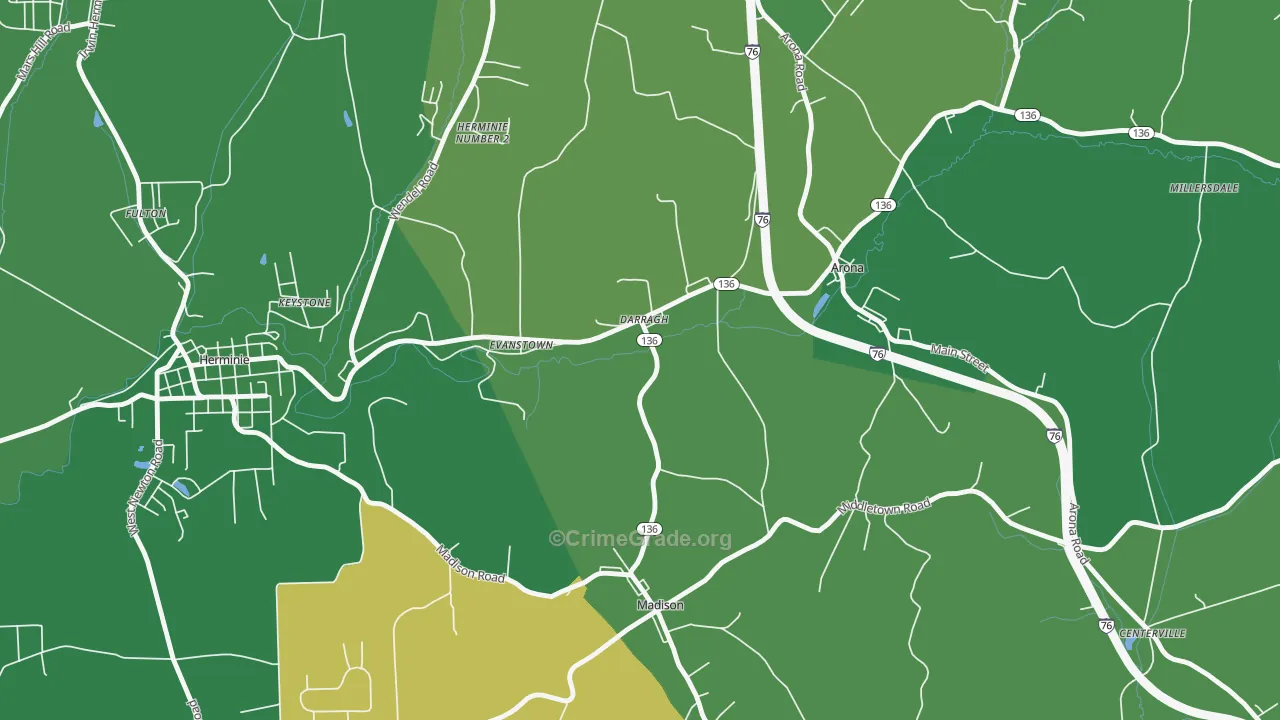 Darragh, PA Map of Vehicle Theft Rates