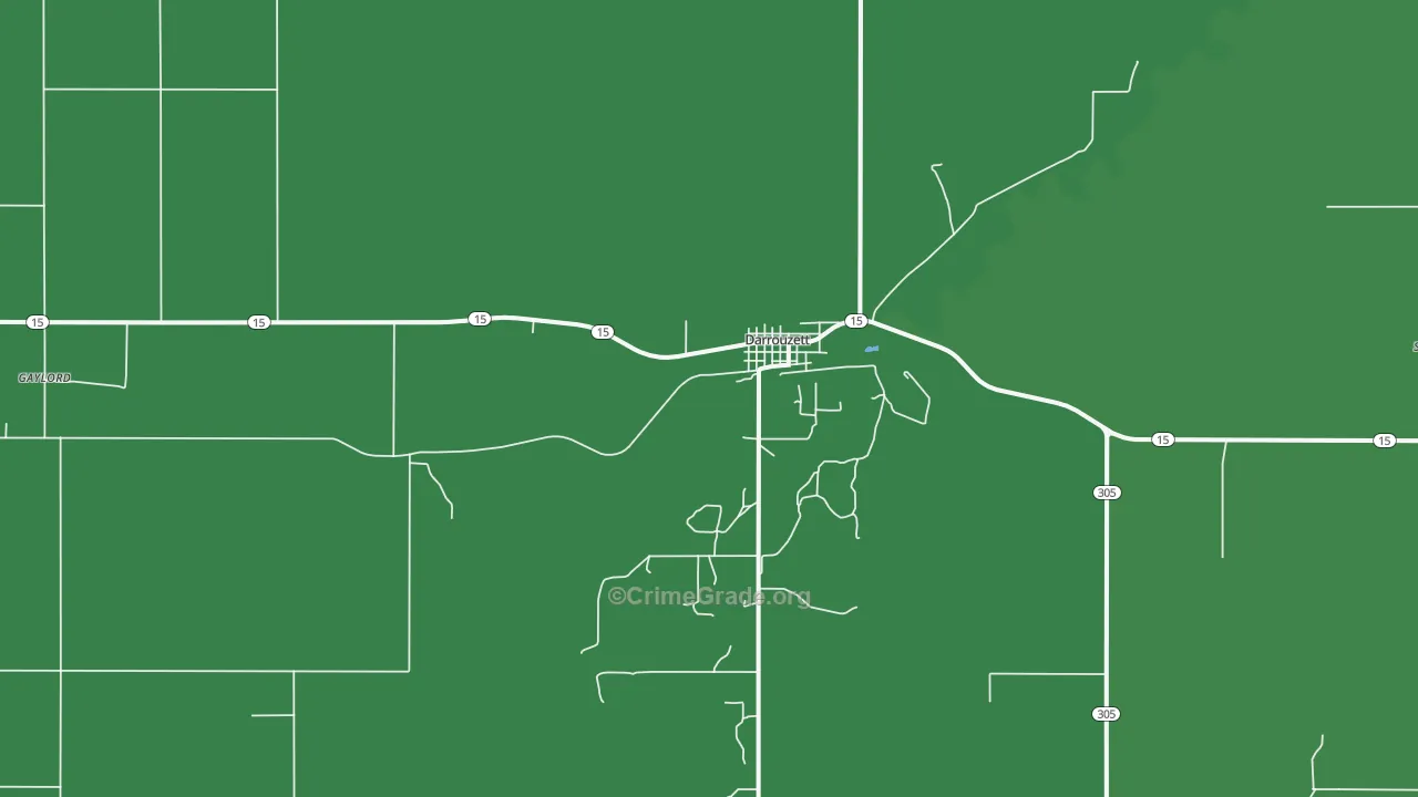 Darrouzett, TX Map of Vehicle Theft Rates