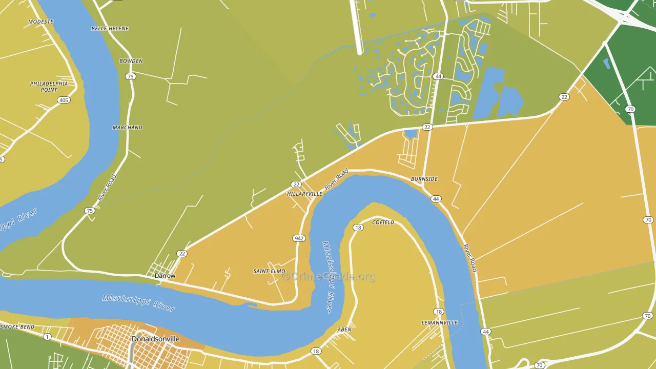 Darrow, LA Map of Vehicle Theft Rates