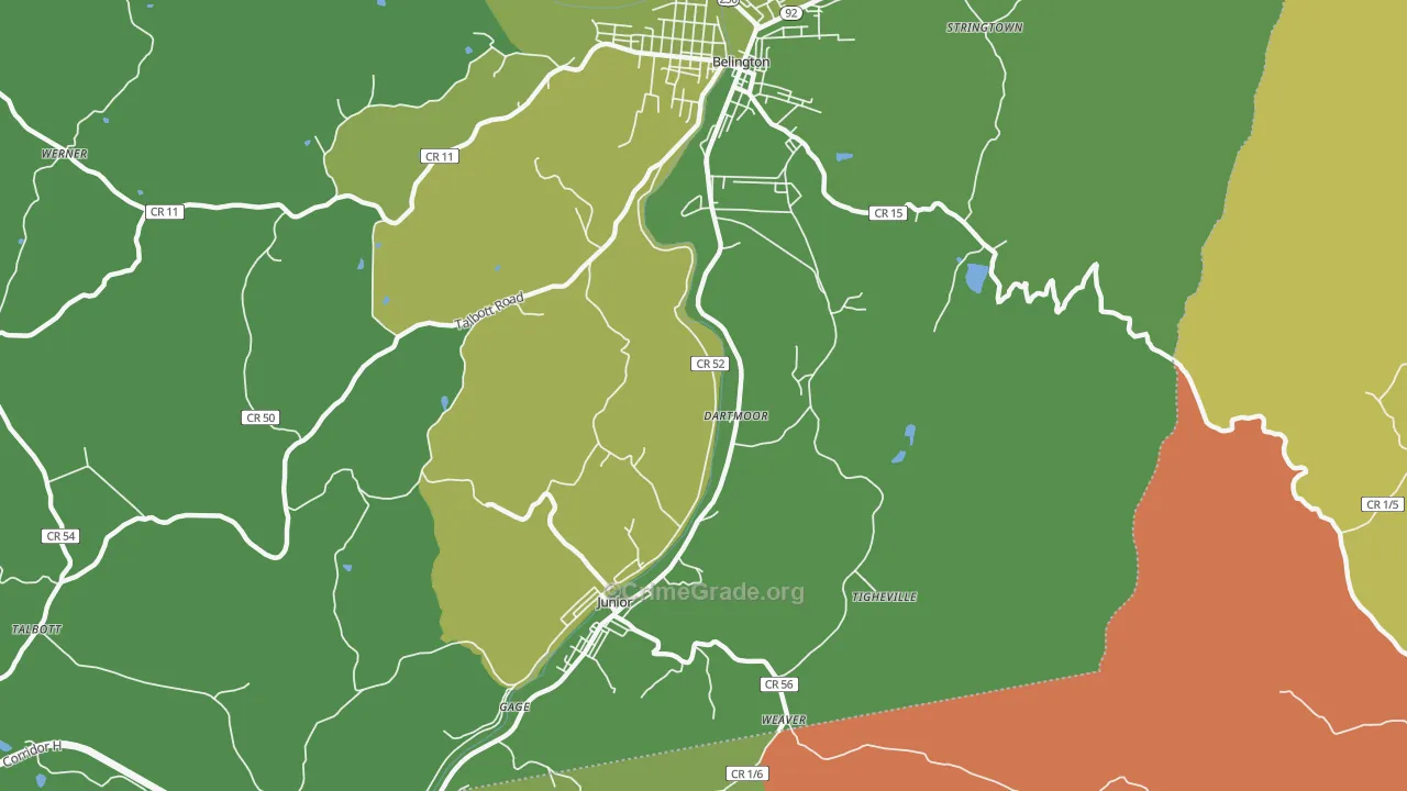 Dartmoor, WV Map of Vehicle Theft Rates