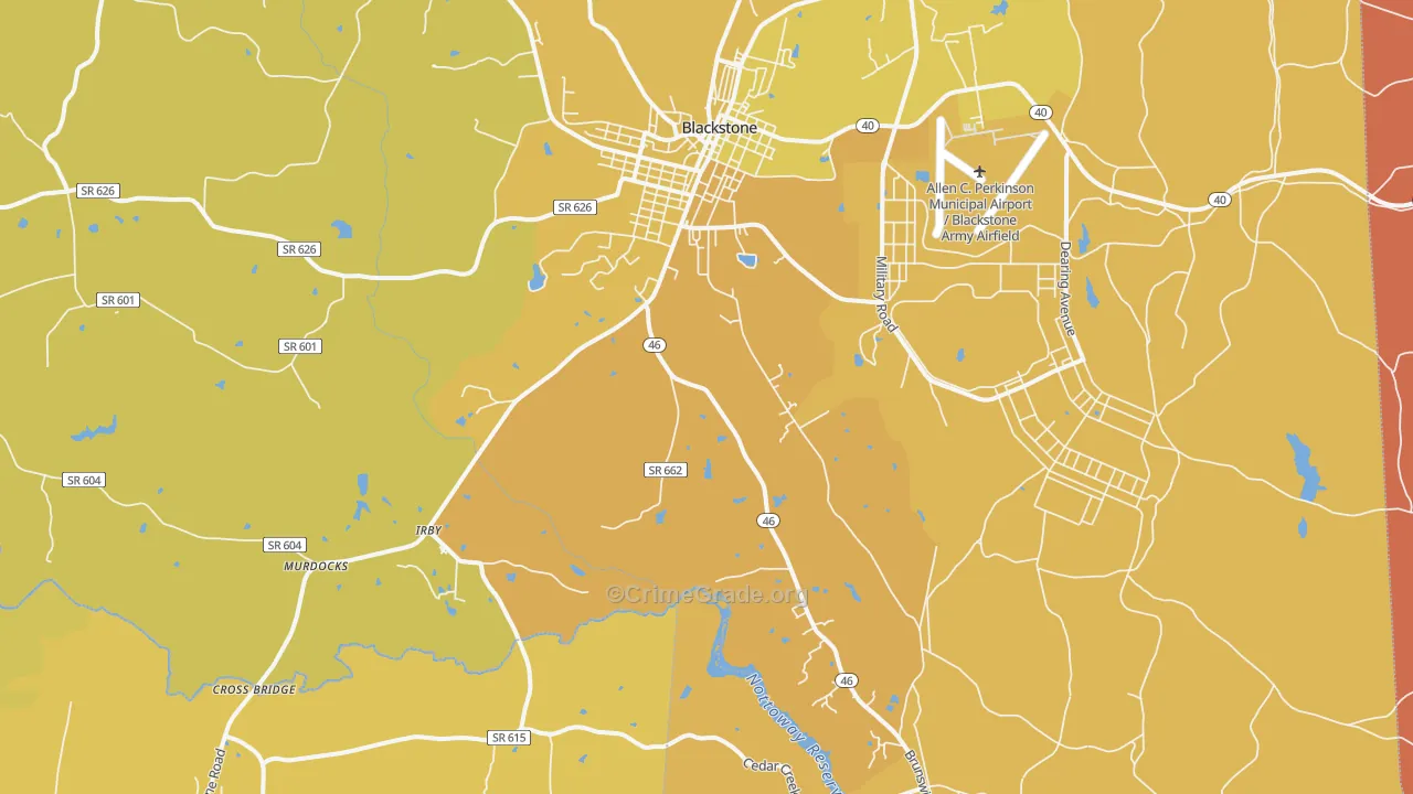 Darvills, VA Map of Vehicle Theft Rates