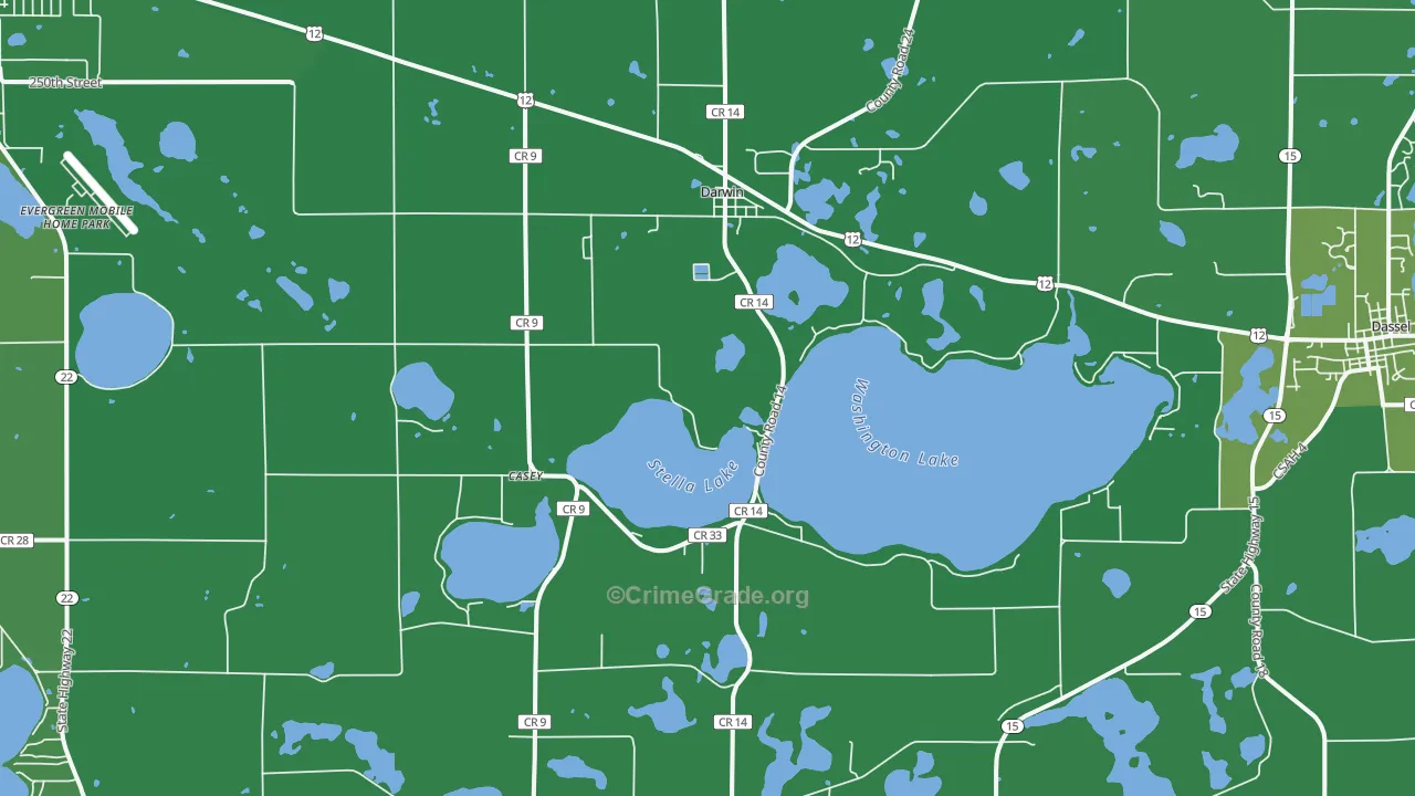 Darwin, MN Map of Vehicle Theft Rates