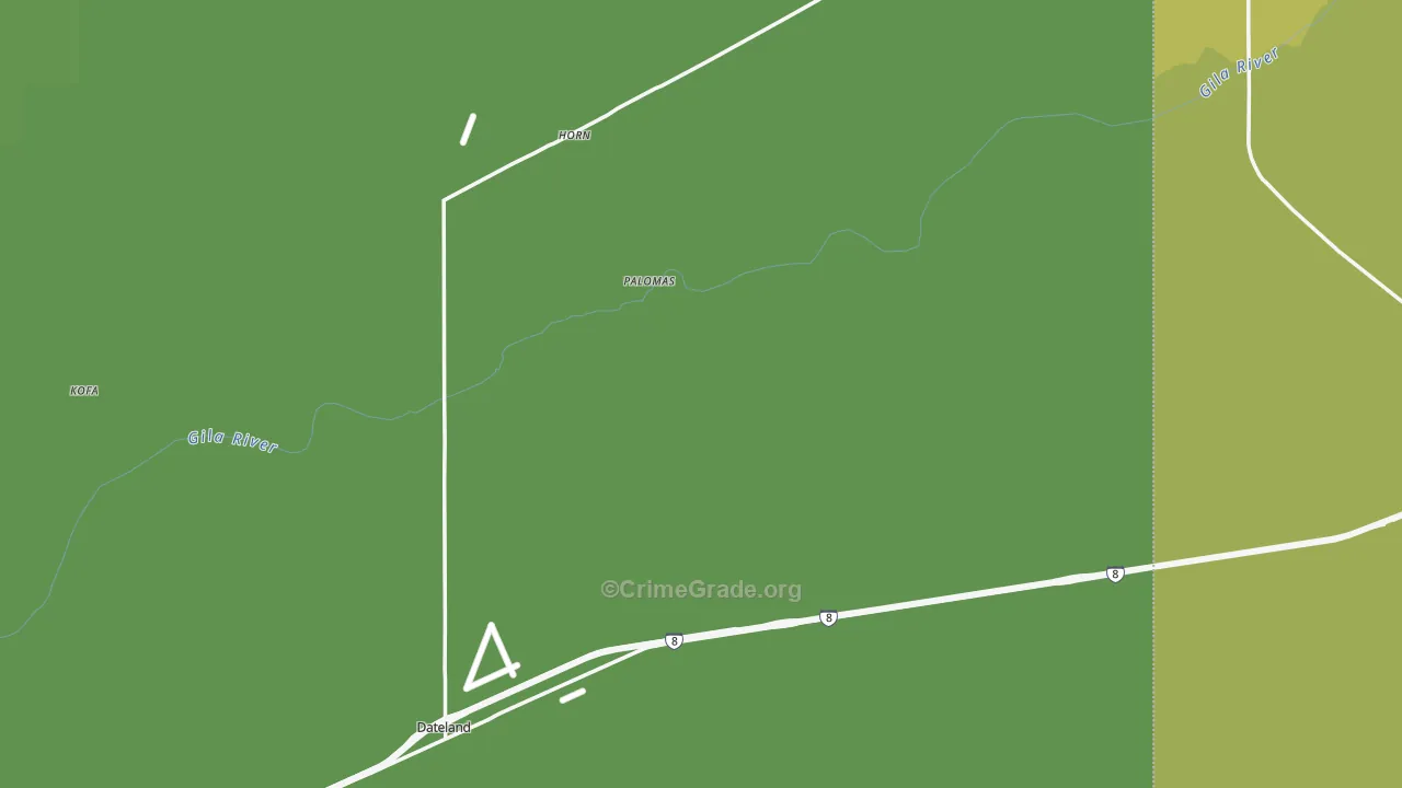 Dateland, AZ Map of Vehicle Theft Rates