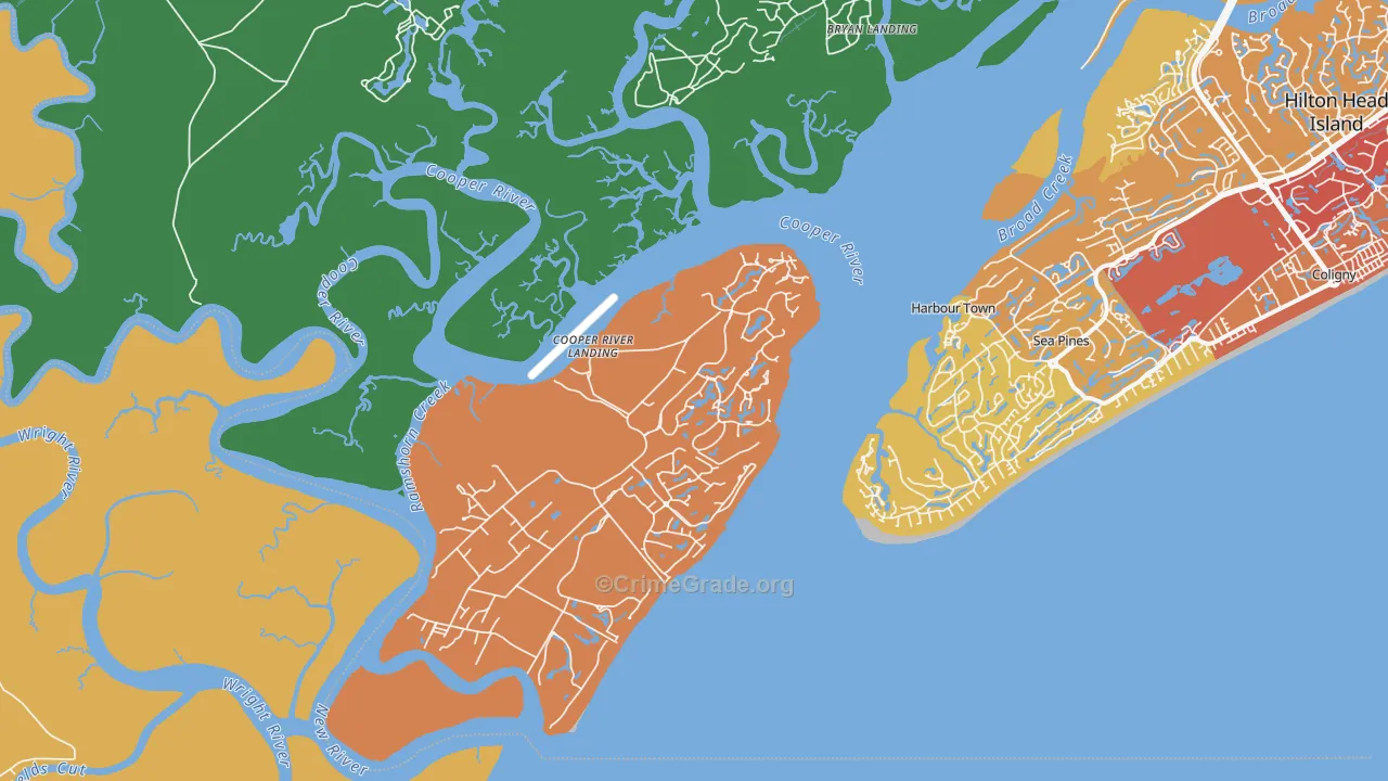 Daufuskie Island, SC Map of Vehicle Theft Rates