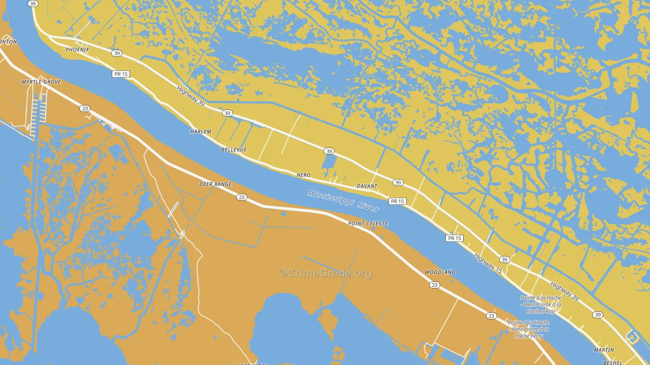 Davant, LA Map of Vehicle Theft Rates