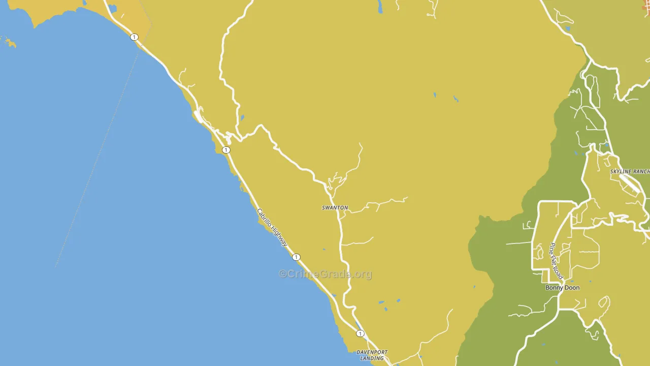 Davenport, CA Map of Vehicle Theft Rates