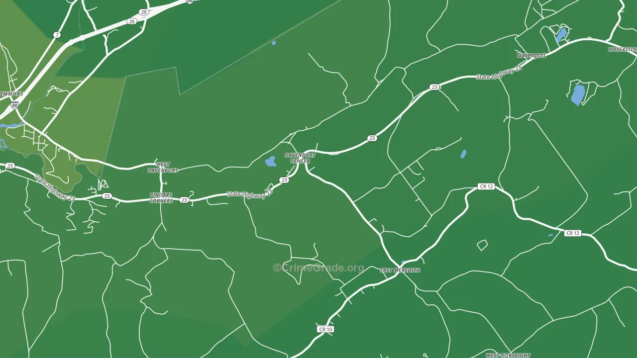 Davenport Center, NY Map of Vehicle Theft Rates