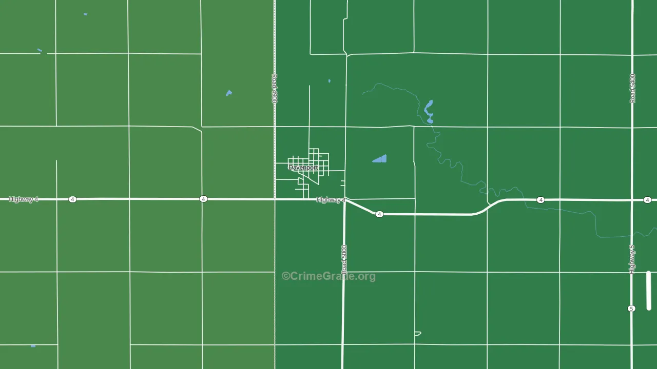 Davenport, NE Map of Vehicle Theft Rates