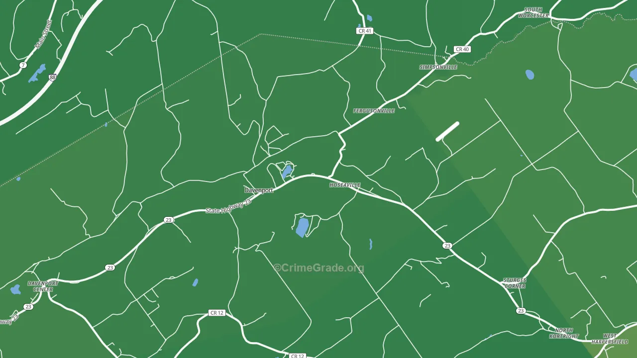Davenport, NY Map of Vehicle Theft Rates