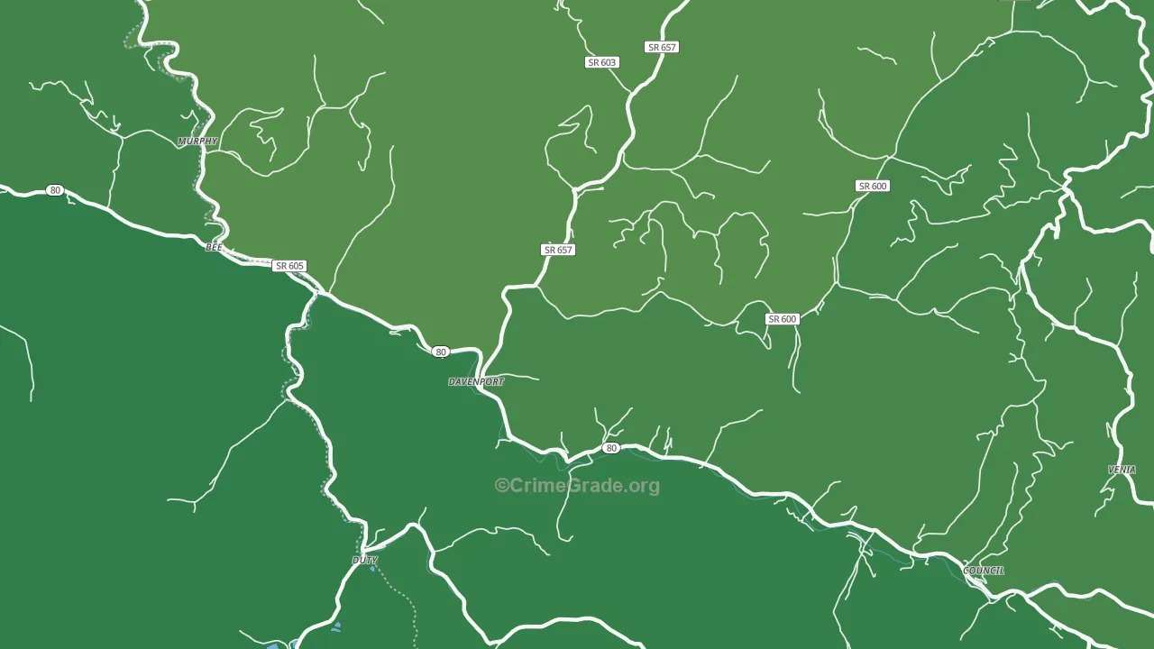 Davenport, VA Map of Vehicle Theft Rates