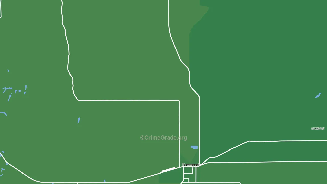 Davenport, WA Map of Vehicle Theft Rates