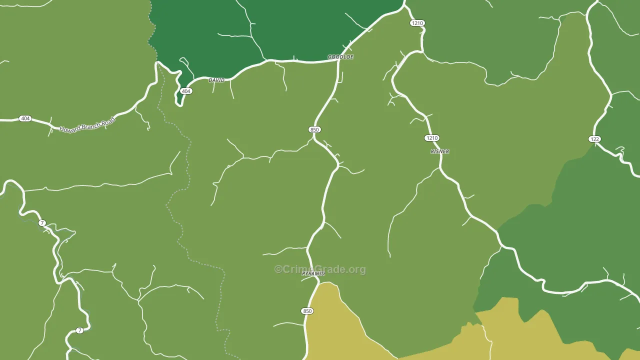 David, KY Map of Vehicle Theft Rates