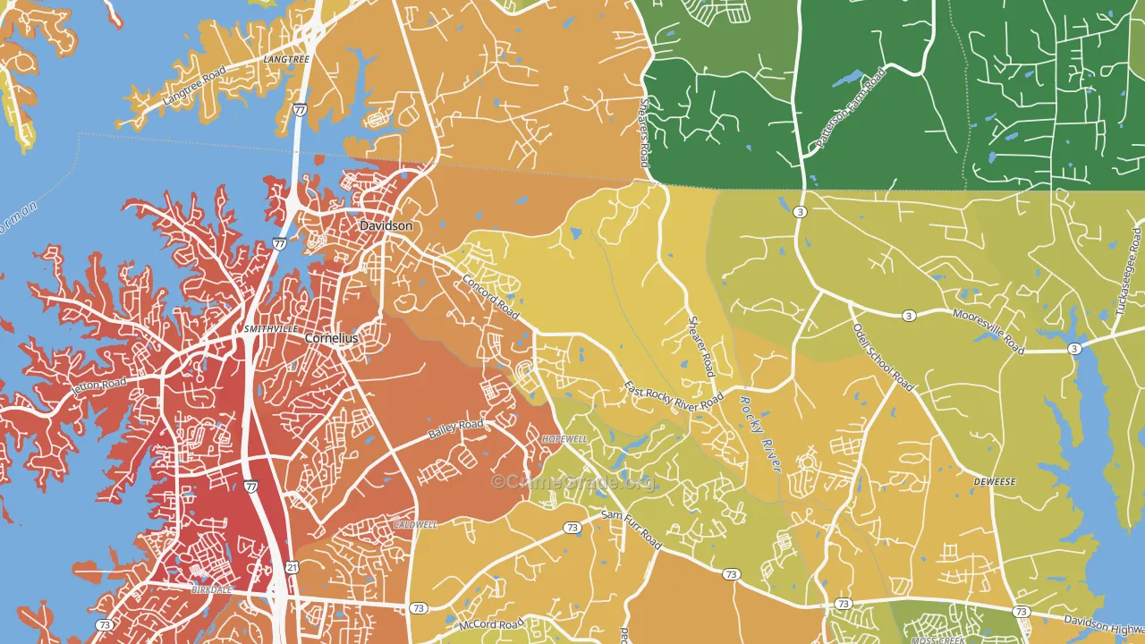 Davidson, NC Map of Vehicle Theft Rates
