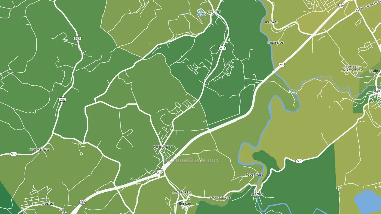 Davidsville, PA Map of Vehicle Theft Rates