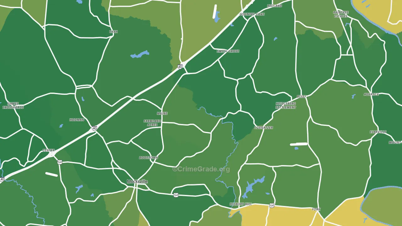 Davie County, NC Map of Vehicle Theft Rates