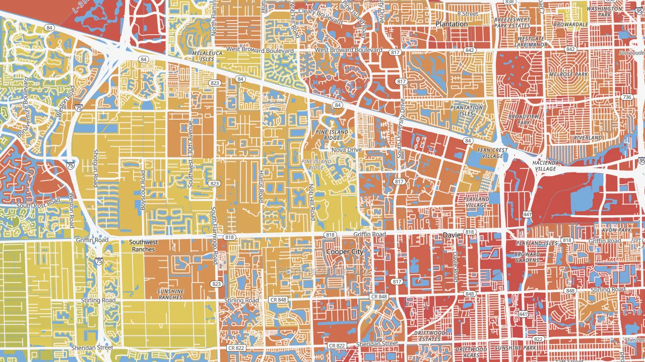 Davie, FL Map of Vehicle Theft Rates
