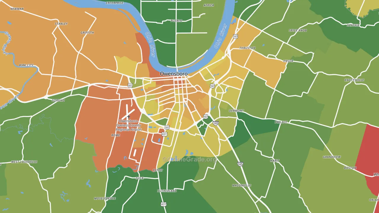 Daviess County, KY Map of Vehicle Theft Rates