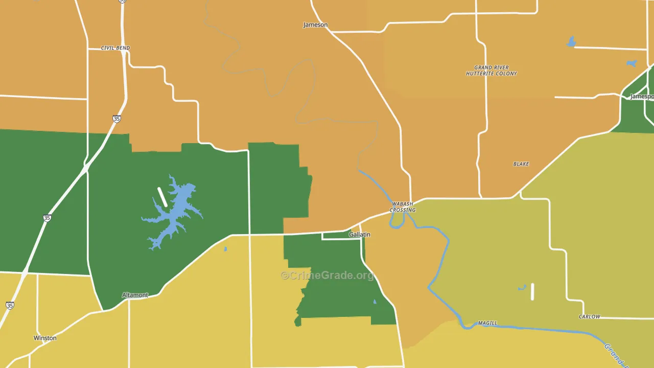 Daviess County, MO Map of Vehicle Theft Rates