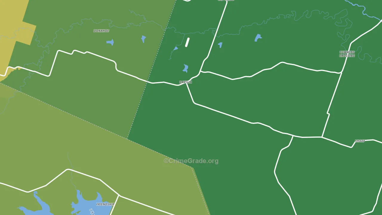 Davilla, TX Map of Vehicle Theft Rates