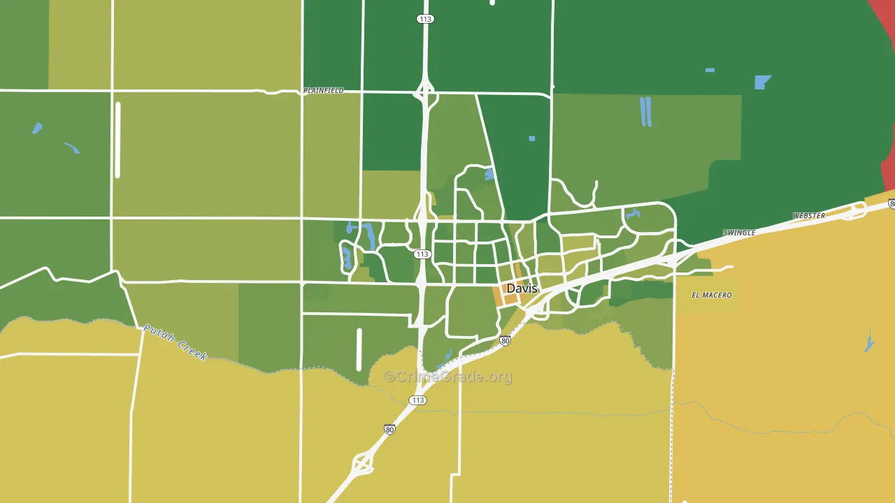 Davis, CA Map of Vehicle Theft Rates