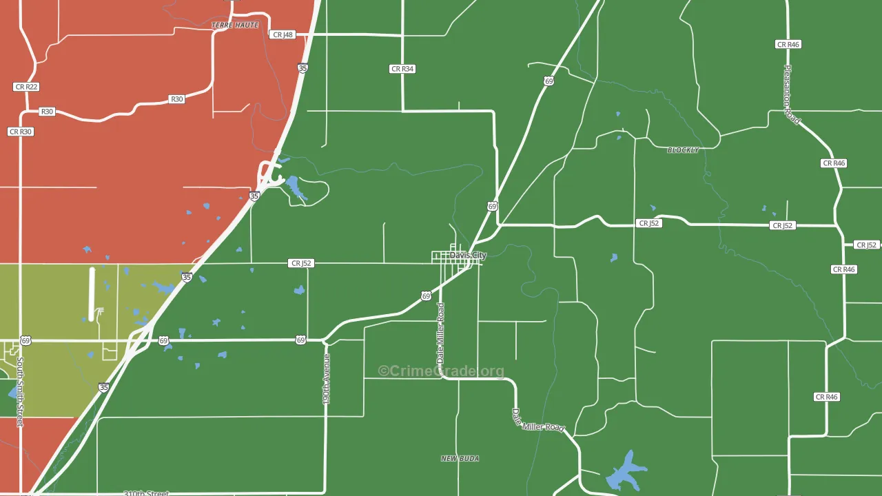 Davis City, IA Map of Vehicle Theft Rates