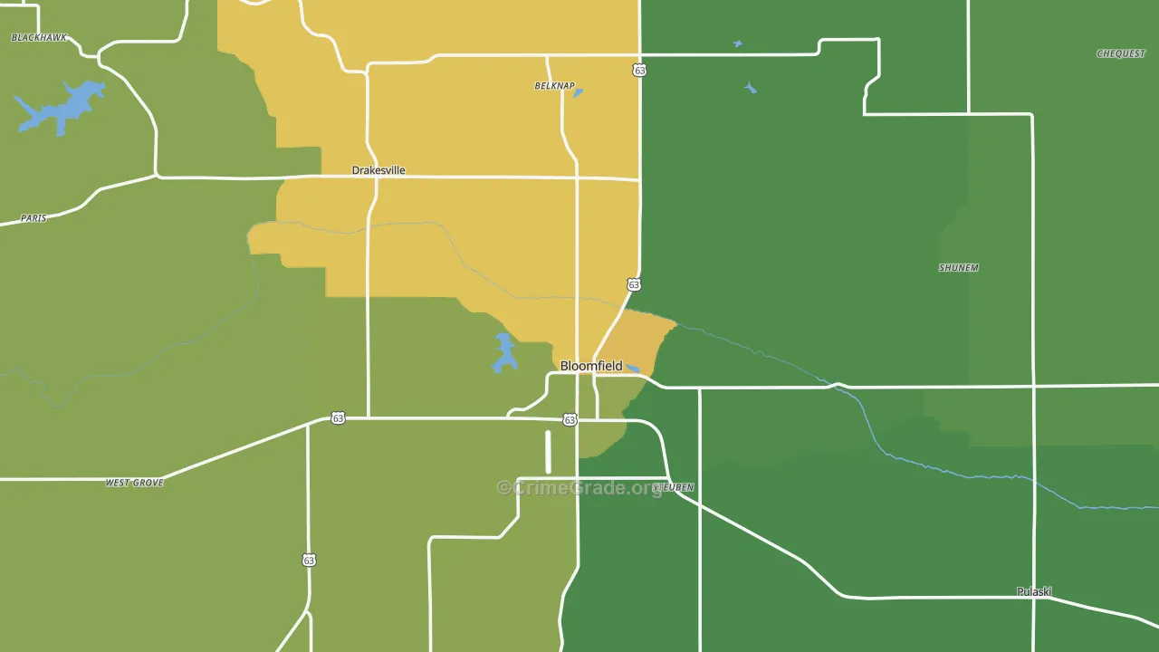 Davis County, IA Map of Vehicle Theft Rates