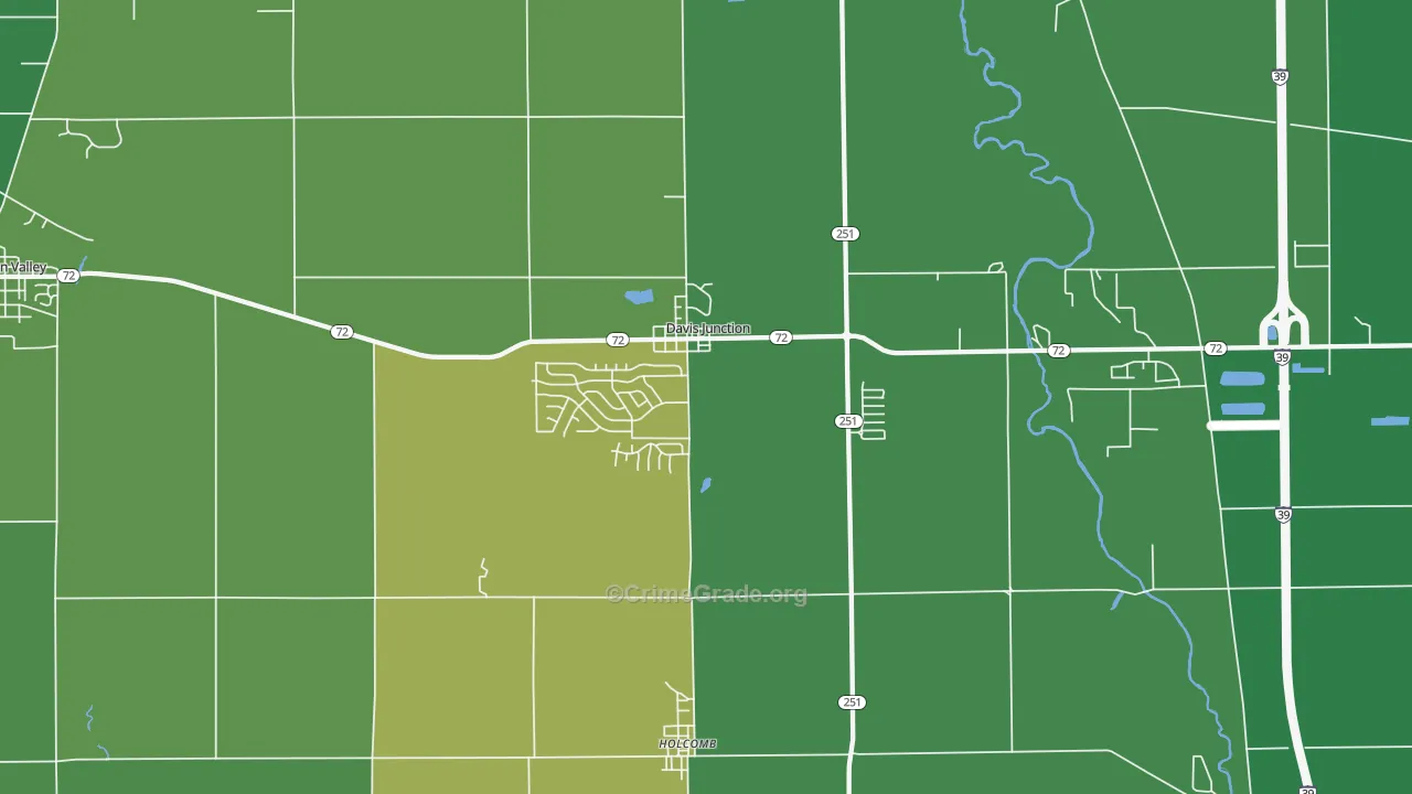 Davis Junction, IL Map of Vehicle Theft Rates
