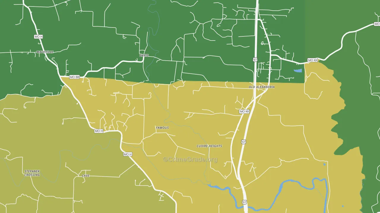 Davis, MO Map of Vehicle Theft Rates
