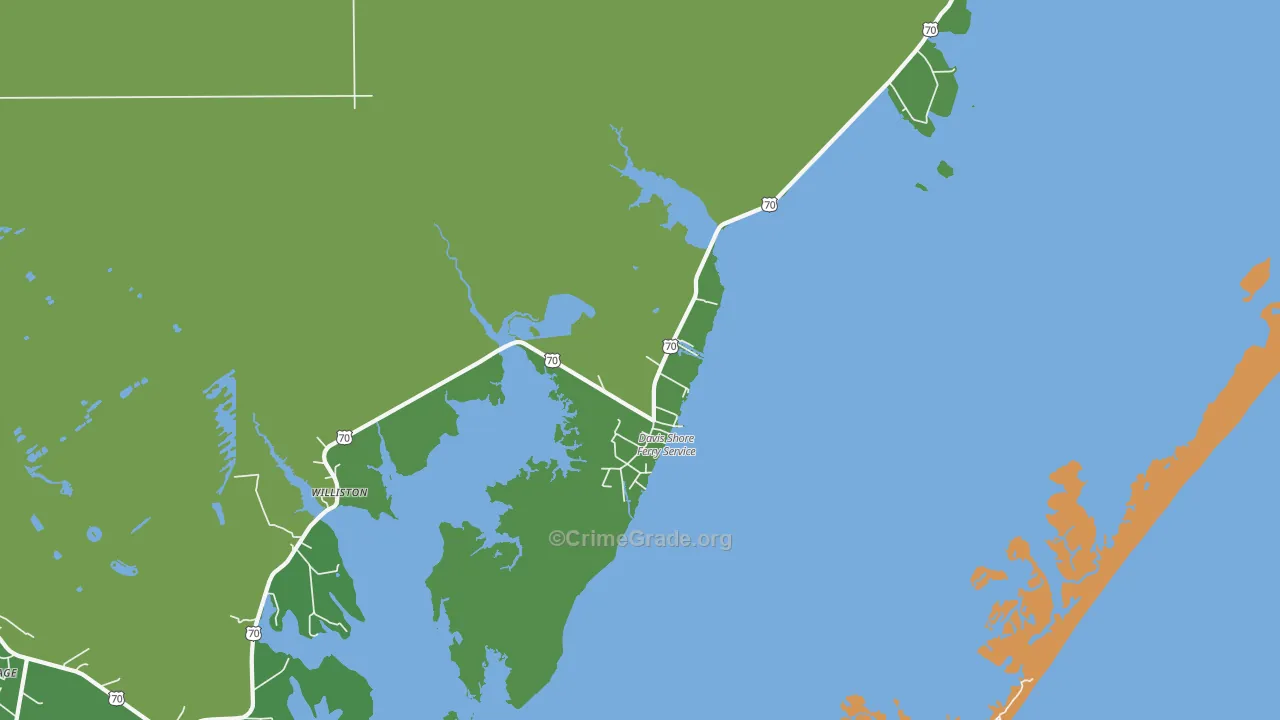 Davis, NC Map of Vehicle Theft Rates