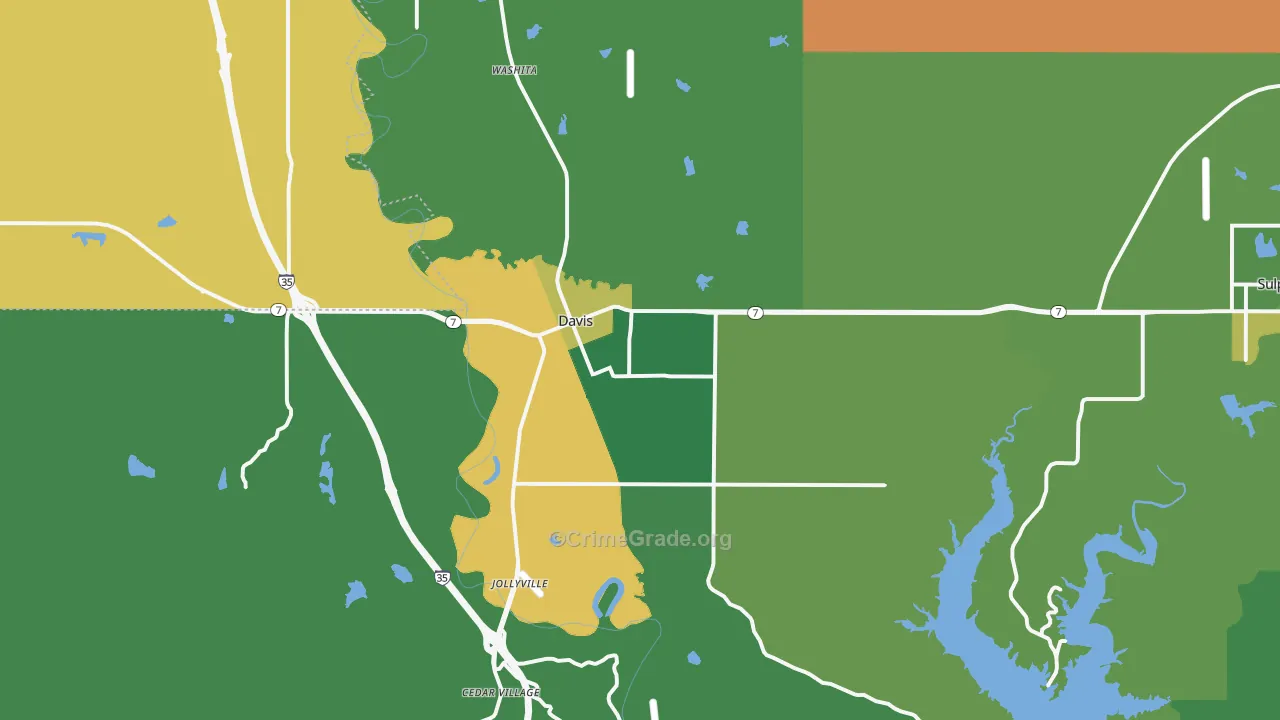 Davis, OK Map of Vehicle Theft Rates